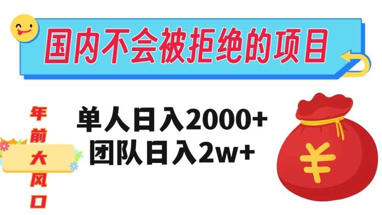 在国内不怕被拒绝的项目，单人日入2000，团队日入20000+【揭秘】-三石资源库