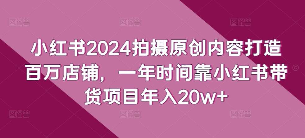 小红书2024拍摄原创内容打造百万店铺，一年时间靠小红书带货项目年入20w+-三石资源库