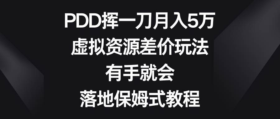 （8751期）PDD挥一刀月入5万，虚拟资源差价玩法，有手就会，落地保姆式教程-三石资源库