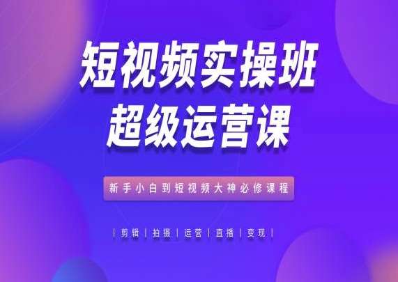 短视频实操班超级运营课，新手小白到短视频大神必修课程-三石资源库