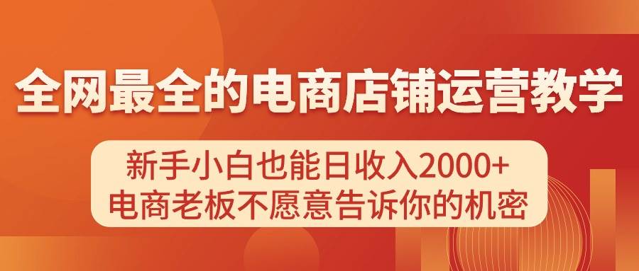 （11266期）电商店铺运营教学，新手小白也能日收入2000+，电商老板不愿意告诉你的机密-三石资源库