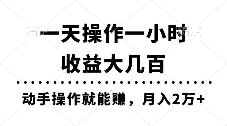 （11263期）一天操作一小时，收益大几百，动手操作就能赚，月入2万+教学-三石资源库