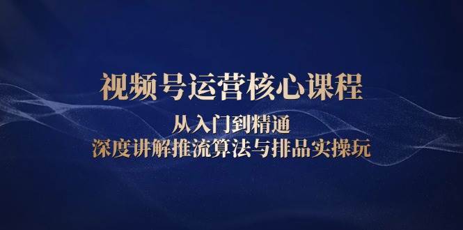 视频号运营核心课程，从入门到精通，深度讲解推流算法与排品实操玩-三石淘金网