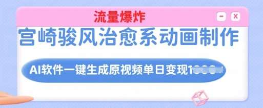 宫崎骏风治愈系动画制作，AI软件一键生成原创视频流量爆炸，单日变现多张，详细实操流程-三石淘金网