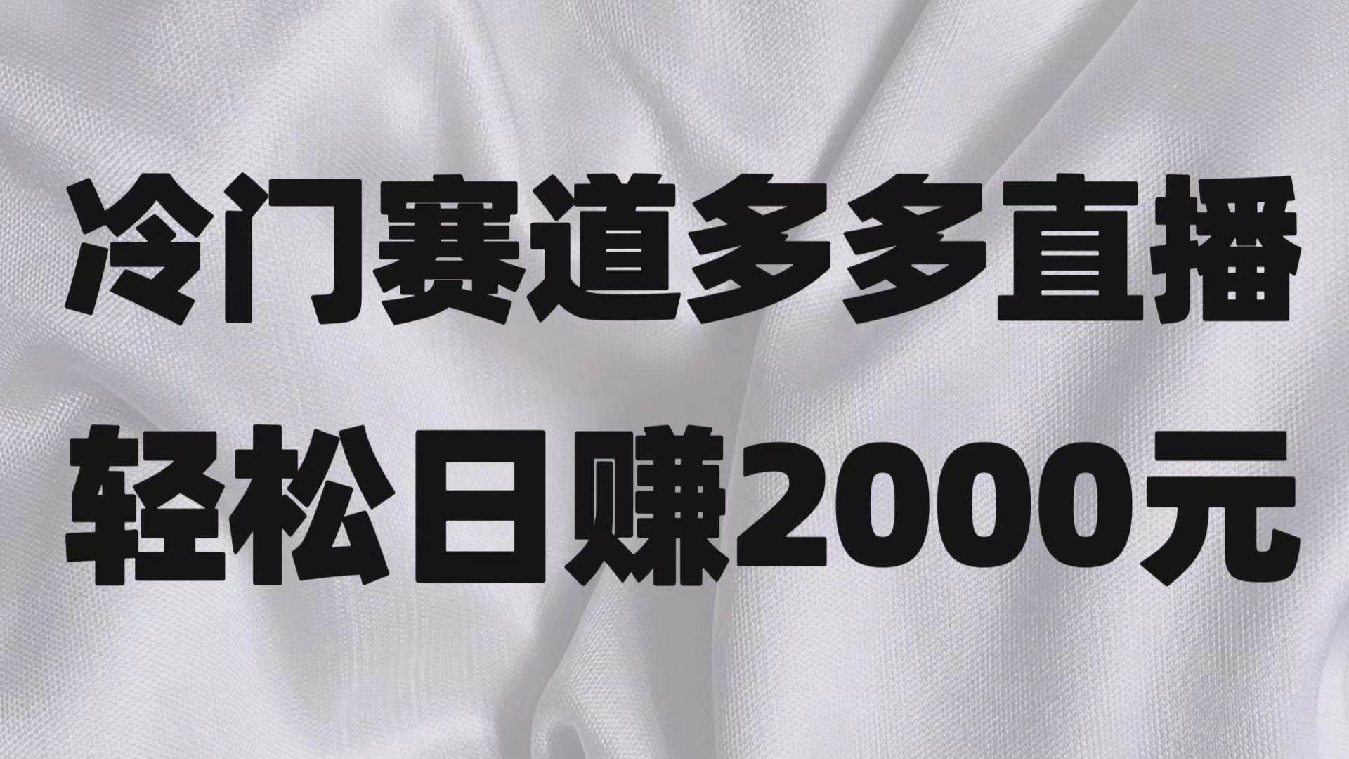 冷门赛道拼多多直播项目，简单念稿子，日收益2000＋-三石淘金网