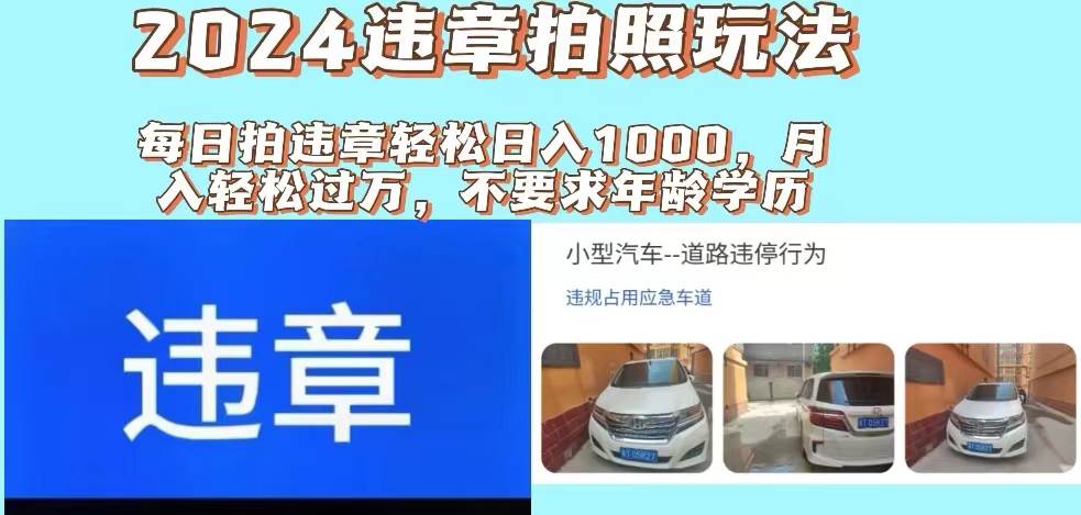 （11743期）2024违章拍照新玩法，推广躺赚+拍照赚钱双模式，日入1000+-三石资源库