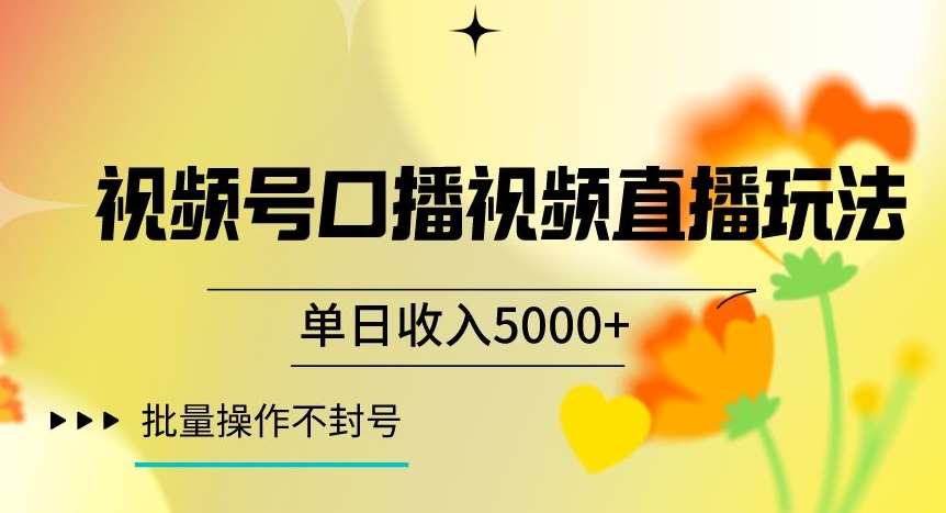 视频号囗播视频直播玩法，单日收入5000+，批量操作不封号【揭秘】-三石资源库