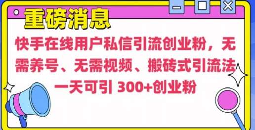 快手最新引流创业粉方法，无需养号、无需视频、搬砖式引流法【揭秘】-三石淘金网