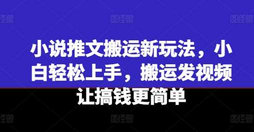 小说推文搬运新玩法，小白轻松上手，搬运发视频让搞钱更简单-三石资源库