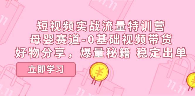 短视频实战流量特训营，母婴赛道-0基础带货，好物分享，爆量秘籍 稳定出单-三石淘金网