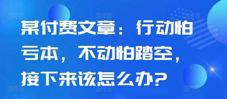 某付费文章：行动怕亏本，不动怕踏空，接下来该怎么办?-三石资源库