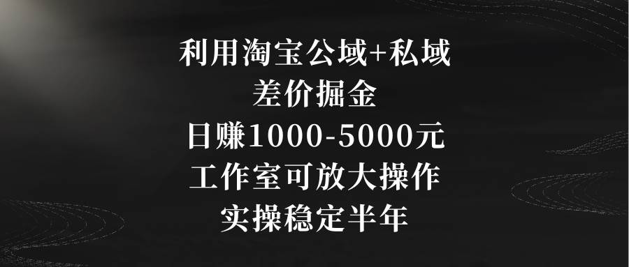 （8952期）利用淘宝公域+私域差价掘金，日赚1000-5000元，工作室可放大操作，实操…-三石资源库