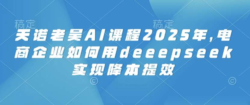 天诺老吴AI课程2025年，电商企业如何用deeepseek实现降本提效-三石资源库