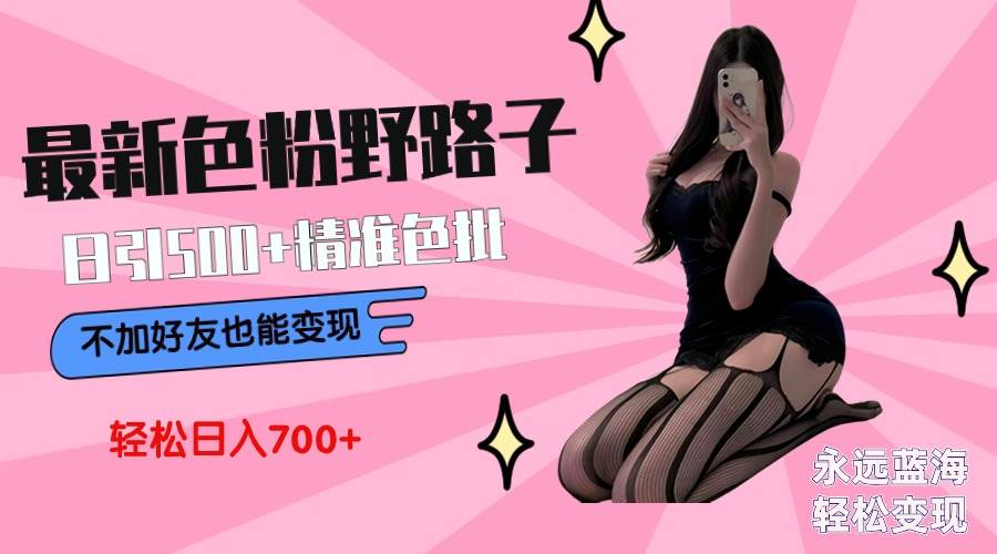 (9119期)最新色粉变现野路子,日引500+老色批 可不加好友直接变现 小白轻松日入700+-三石资源库