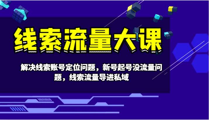 线索流量大课-解决线索账号定位问题，新号起号没流量问题，线索流量导进私域-三石淘金网