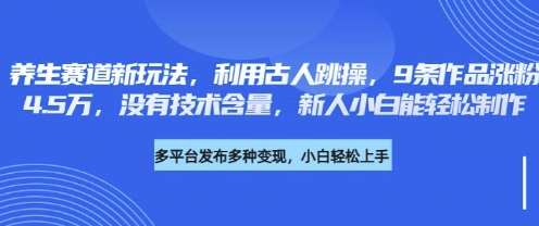 养生赛道新玩法，利用古人跳操，9条作品涨粉4.5W，没有技术含量，新人小白能轻松制作-三石资源库