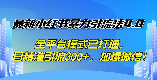 （12505期）最新小红书暴力引流法4.0， 全平台模式已打通，日精准引流300+，加爆微…-三石资源库