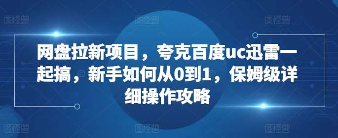 网盘拉新项目，夸克百度uc迅雷一起搞，新手如何从0到1，保姆级详细操作攻略-三石淘金网