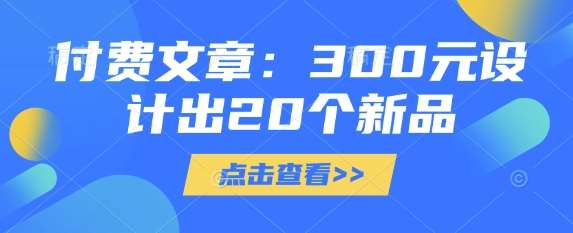 付费文章：300元设计出20个新品-三石资源库