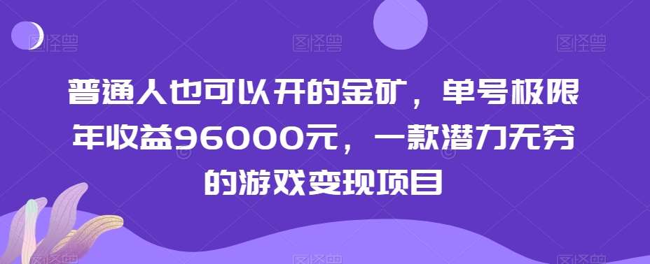 普通人也可以开的金矿，单号极限年收益96000元，一款潜力无穷的游戏变现项目【揭秘】-三石资源库