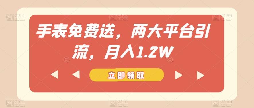 手表免费送，两大平台引流，月入1.2W【揭秘】-三石资源库