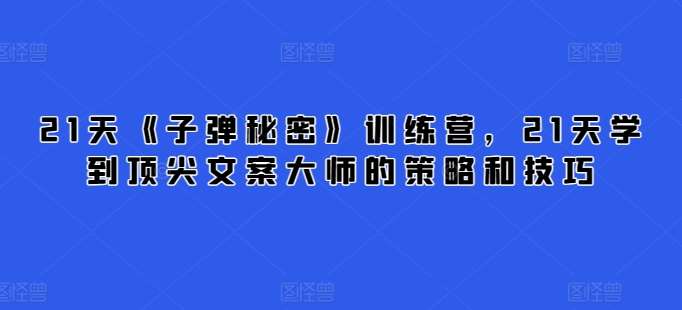 21天《子弹秘密》训练营，21天学到顶尖文案大师的策略和技巧-三石资源库