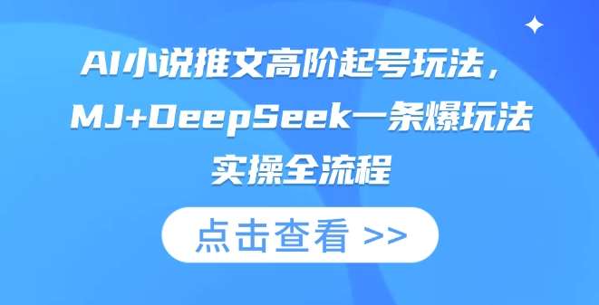 AI小说推文高阶起号玩法，MJ+DeepSeek一条爆玩法实操全流程-三石资源库