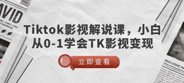 TikTok影视解说课，小白从0-1学会TK影视变现-三石资源库