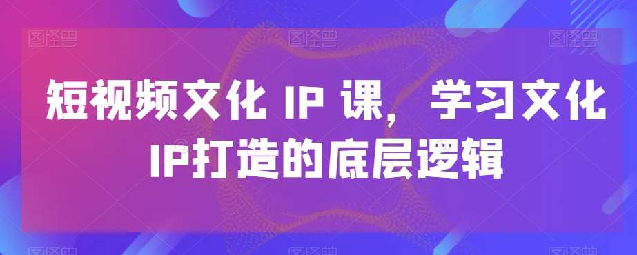 短视频文化IP课，学习文化IP打造的底层逻辑-三石淘金网