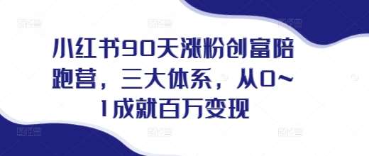 小红书90天涨粉创富陪跑营，​三大体系，从0~1成就百万变现，做小红书的最后一站-三石淘金网