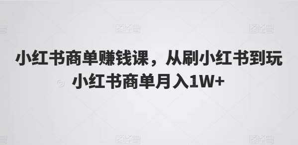 小红书商单赚钱课，从刷小红书到玩小红书商单月入1W+-三石淘金网