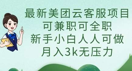 最新美团云客服项目,可兼职可全职,新手小白人人可做,月入3k无压力-三石资源库