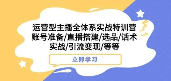 运营型主播全体系实战特训营，账号准备/直播搭建/选品/话术实战/引流变现/等等-三石资源库