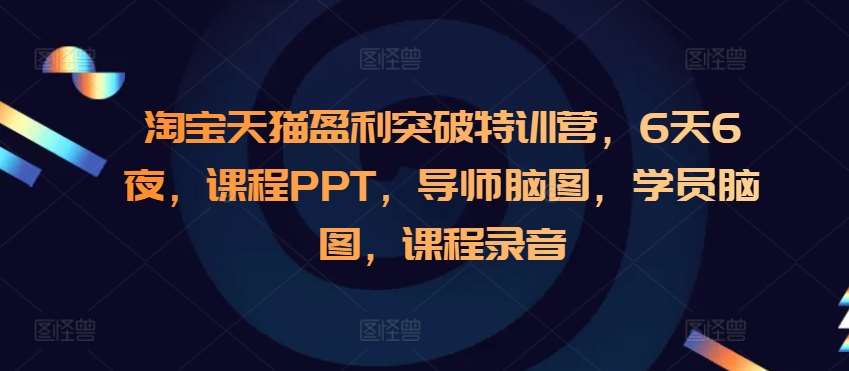 淘宝天猫盈利突破特训营，6天6夜，课程PPT，导师脑图，学员脑图，课程录音-三石资源库