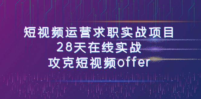 短视频运-营求职实战项目，28天在线实战，攻克短视频offer（46节课）-三石淘金网