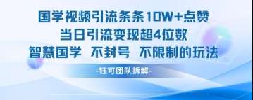 国学视频引流条条10W+点赞当日引流变现超4位数-三石资源库