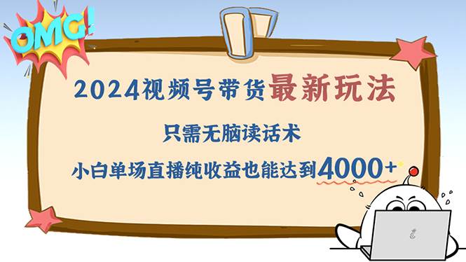 （12837期）2024视频号最新玩法，只需无脑读话术，小白单场直播纯收益也能达到4000+-三石淘金网