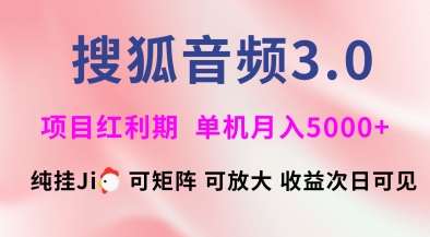 搜狐音频挂ji3.0.可矩阵可放大，独家技术，稳定月入5000+【揭秘】-三石淘金网