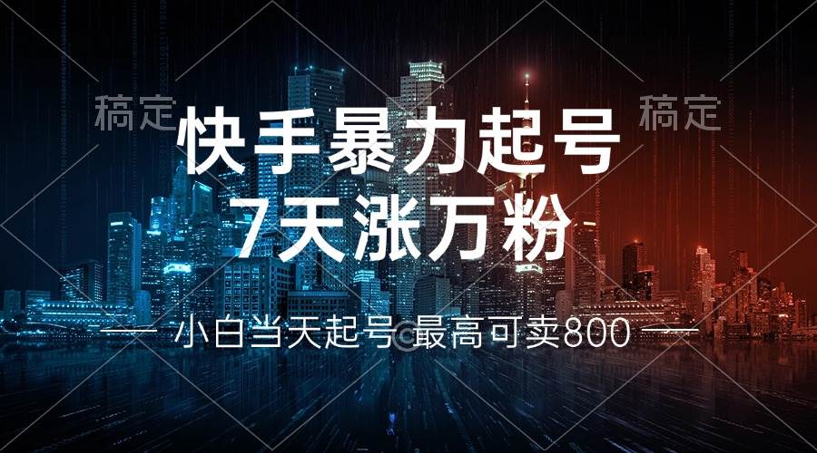 （13142期）快手暴力起号，7天涨万粉，小白当天起号 多种变现方式，账号回收，单月...-三石资源库