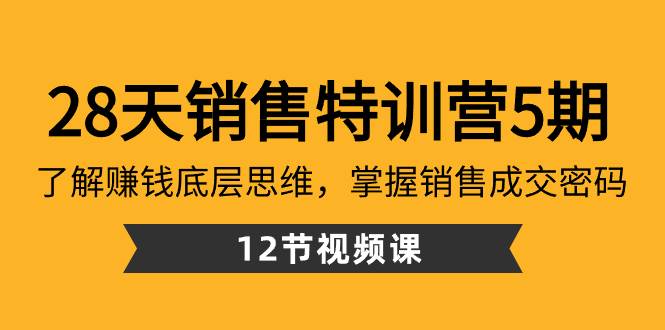 （8659期）28天·销售特训营5期：了解赚钱底层思维，掌握销售成交密码（12节课）-三石资源库