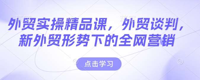 外贸实操精品课，外贸谈判，新外贸形势下的全网营销-三石资源库