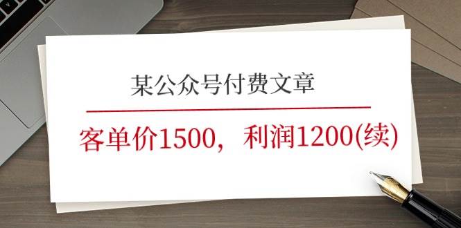 某公众号付费文章《客单价1500，利润1200(续)》市场几乎可以说是空白的-三石资源库