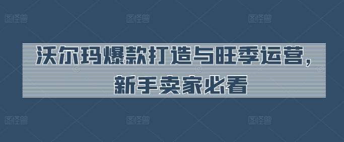 沃尔玛爆款打造与旺季运营，新手卖家必看-三石淘金网