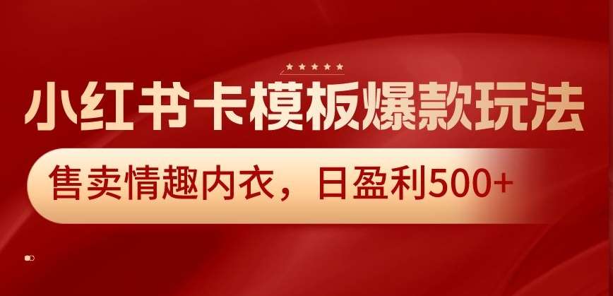 小红书卡模板爆款玩法，售卖情趣内衣，日盈利500+【揭秘】-三石资源库