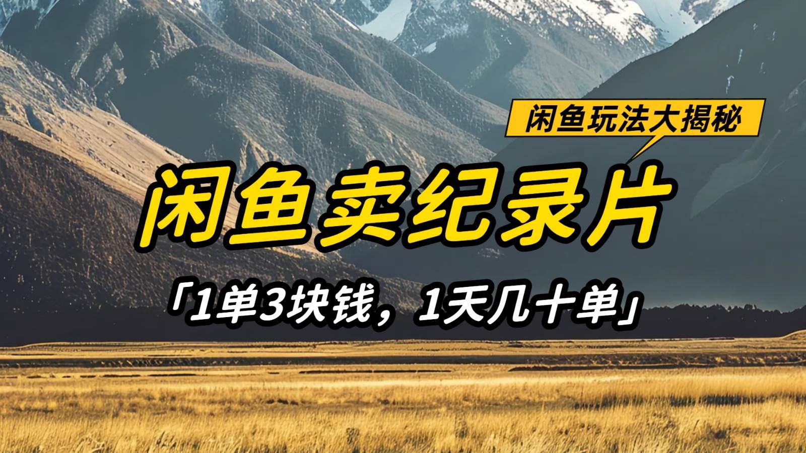 闲鱼卖纪录片，简单又赚钱的小项目，1单3块钱  1天几十单-三石资源库