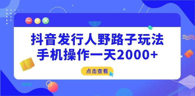 （14319期）抖音发行人野路子玩法，手机操作一天2000+-三石资源库