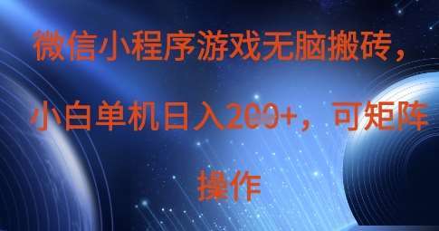 微信小程序游戏无脑搬砖，单设备日入2张+，可矩阵操作-三石资源库