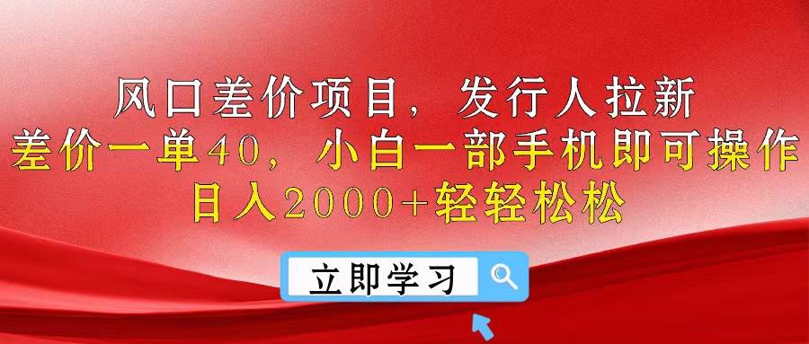 （10827期）风口差价项目，发行人拉新，差价一单40，小白一部手机即可操作，日入20…-三石资源库