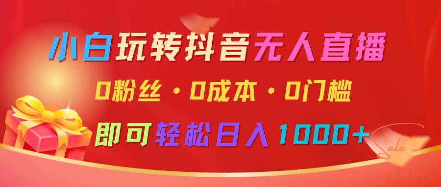 小白玩转抖音无人直播，0粉丝、0成本、0门槛，轻松日入1000+-三石淘金网