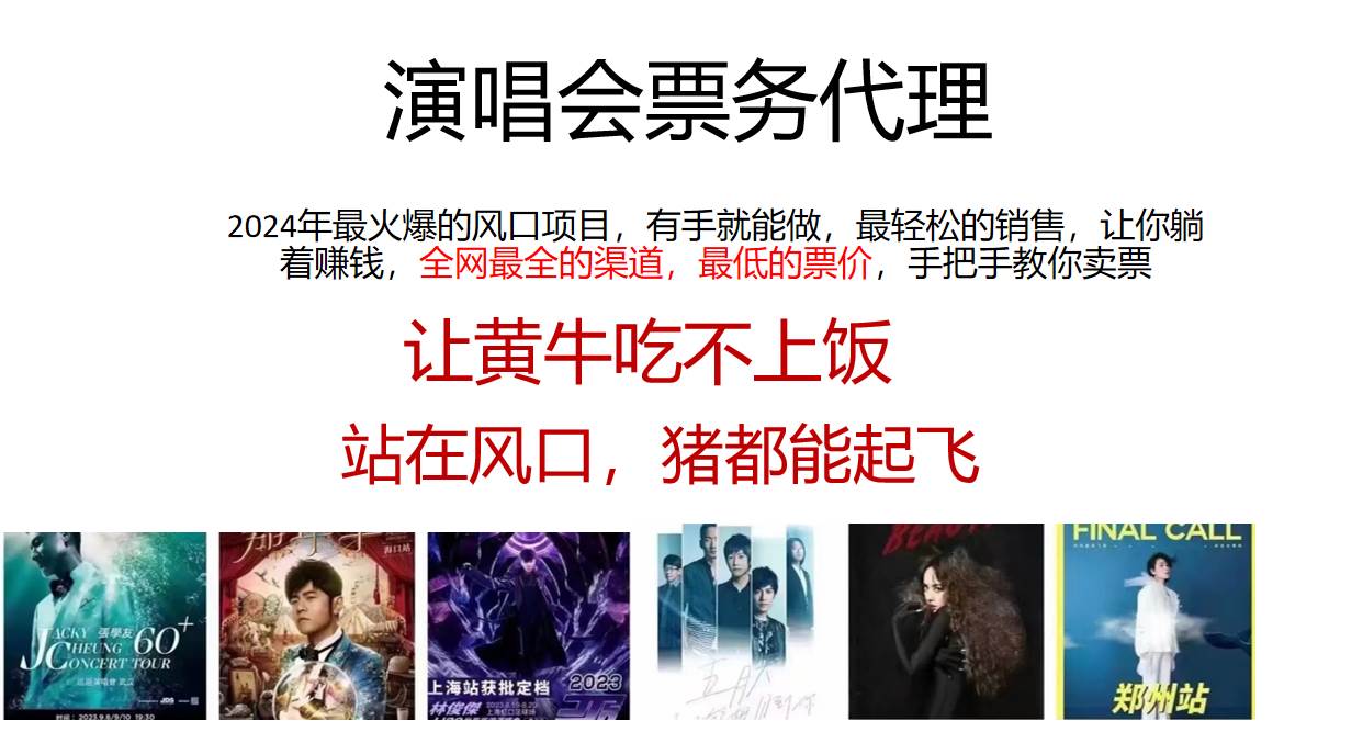 2024年最火爆风口项目，演唱会票务代理，日入2000+，一部手机就能搞定！-三石淘金网